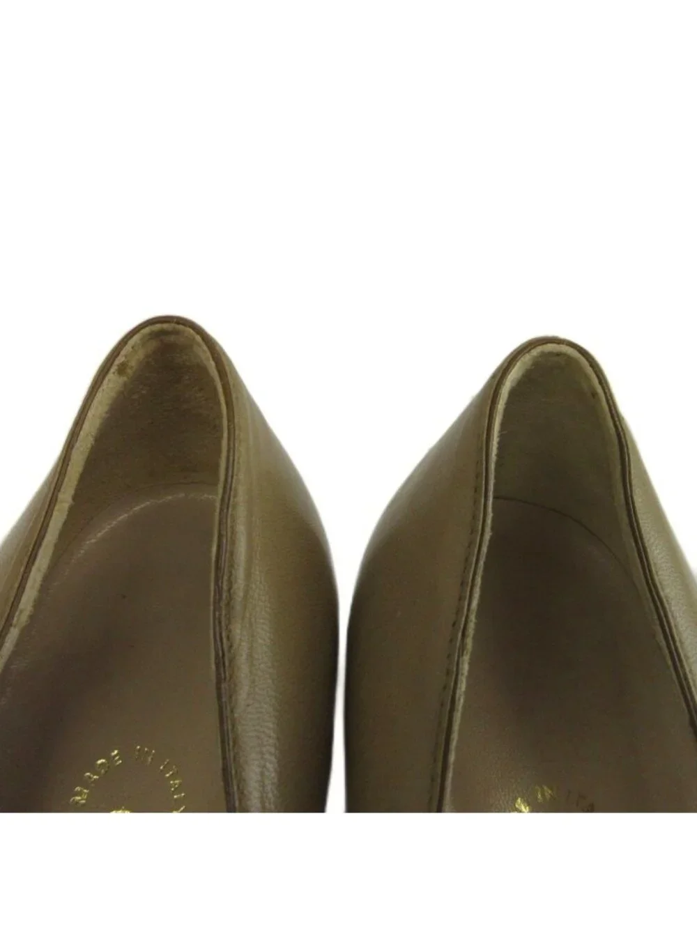 Chanel Pumps Leather Pointed Toe Middle Heels CC Logo Beige
